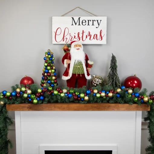 Best 6' Multi-Color 2-Finish Shatterproof Ball Christmas Garland Pre Decorated