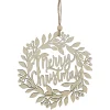 8" Natural "Merry Christmas" Wooden Wreath Ornament Novelty