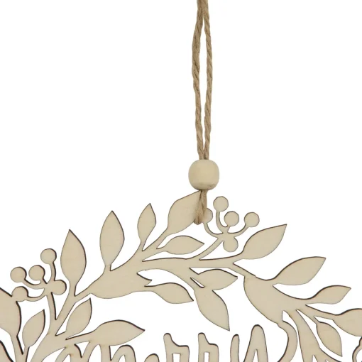 8" Natural "Merry Christmas" Wooden Wreath Ornament Novelty