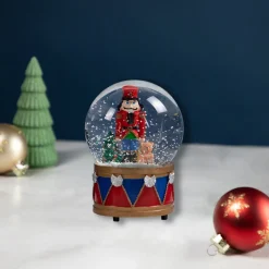 Best 6" Nutcracker with Teddy Bear Musical Christmas Snow Globe Snow Globes