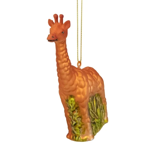New 5" Orange Giraffe and Green Grass Glass Christmas Ornament Animals