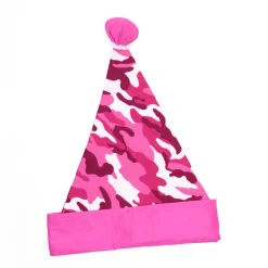 Online 16" Pink and White Camouflage Christmas Santa Unisex Adult Hat Costume Accessory - One Size Costumes