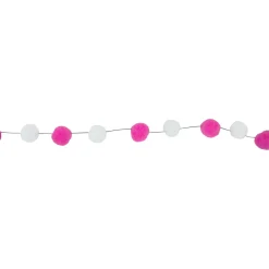 Best 9' Pink and White Plush Snowball Christmas Garland Pre Decorated