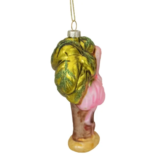 Discount 4" Pink Flamingo with Palm Tree Glass Christmas Ornament Animals