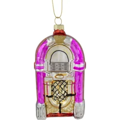 New 5" Pink Retro Juke Box Glass Christmas Ornament Novelty