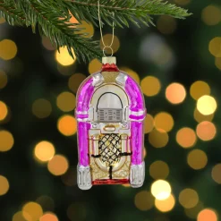 New 5" Pink Retro Juke Box Glass Christmas Ornament Novelty