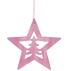 Outlet 4" Pink Wooden Cut Out Star Christmas Ornament Symbols
