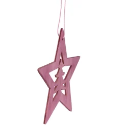 Outlet 4" Pink Wooden Cut Out Star Christmas Ornament Symbols
