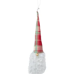 Clearance 11" Plaid Green and Red Santa Head With a Warm Hat Christmas Ornament Santa Claus