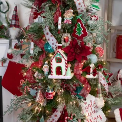 Clearance 11" Plaid Green and Red Santa Head With a Warm Hat Christmas Ornament Santa Claus