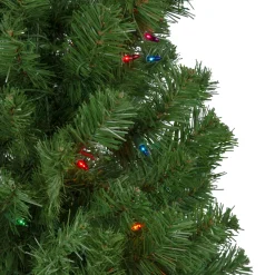 6' Pre-Lit Alberta Pine Slim Artificial Christmas Tree - Multi Lights Pre-Lit