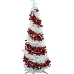 4' Pre-Lit Candy Cane Pop-Up Artificial Christmas Tree, Clear Lights Pop Up