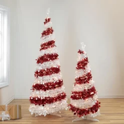4' Pre-Lit Candy Cane Pop-Up Artificial Christmas Tree, Clear Lights Pop Up