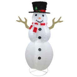 Hot 6' Pre-Lit Chenille Swirl Large Snowman with Top Hat Christmas Outdoor Decoration Snowmen