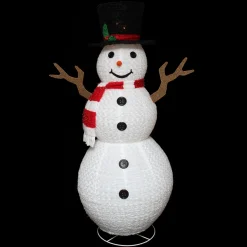 Hot 6' Pre-Lit Chenille Swirl Large Snowman with Top Hat Christmas Outdoor Decoration Snowmen