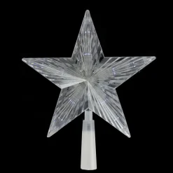 Best 8" Pre-Lit Clear Crystal Star Christmas Tree Topper - Clear LED Lights Stars