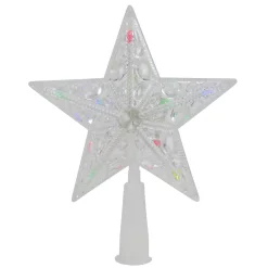 Best 7.5" Pre-Lit Clear Jeweled Star Battery Operated Christmas Tree Topper - Multicolor Lights Stars