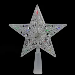 Best 7.5" Pre-Lit Clear Jeweled Star Battery Operated Christmas Tree Topper - Multicolor Lights Stars