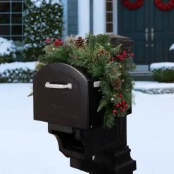 Discount 36" Pre-lit Decorated Pine Cone and Berries Artificial Christmas Mailbox Swag Pre-Lit Swaga