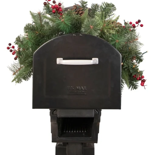 Discount 36" Pre-lit Decorated Pine Cone and Berries Artificial Christmas Mailbox Swag Pre-Lit Swaga