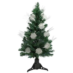 Sale 3' Pre-Lit Fiber Optic Artificial Christmas Tree with White Snowflakes - Multi-Color Lights Fiber Optic
