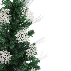 Sale 3' Pre-Lit Fiber Optic Artificial Christmas Tree with White Snowflakes - Multi-Color Lights Fiber Optic