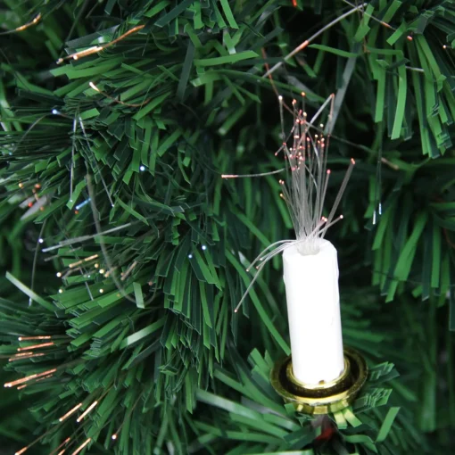 Hot 4' Pre-Lit Fiber Optic Artificial Christmas Tree with Candles - Multi Lights Fiber Optic