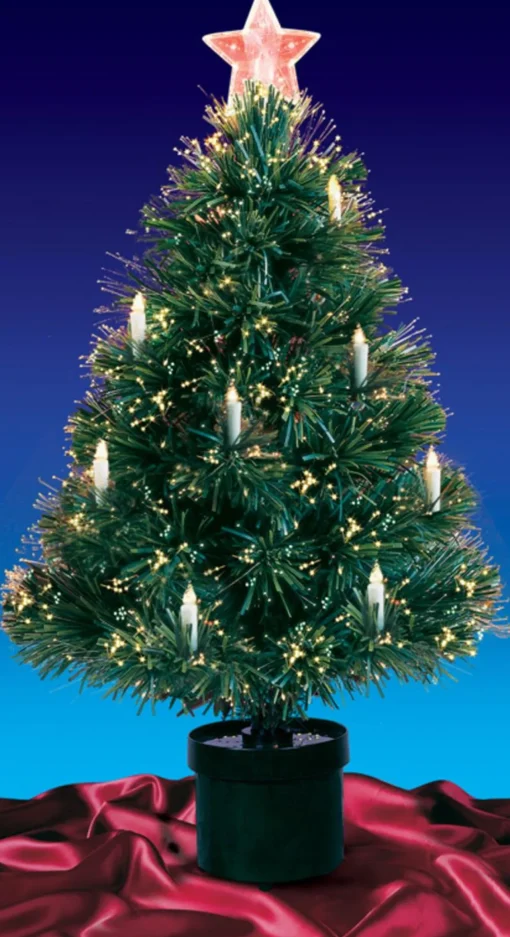 Hot 4' Pre-Lit Fiber Optic Artificial Christmas Tree with Candles - Multi Lights Fiber Optic