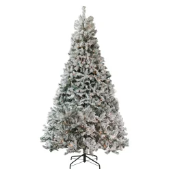 Best 6.5' Pre-Lit Flocked Pine Medium Artificial Christmas Tree - Clear Lights Pre-Lit
