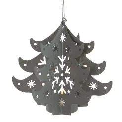 Best 4.5" Prelit Gray Cut Out Tree Christmas Ornament Garden & Floral