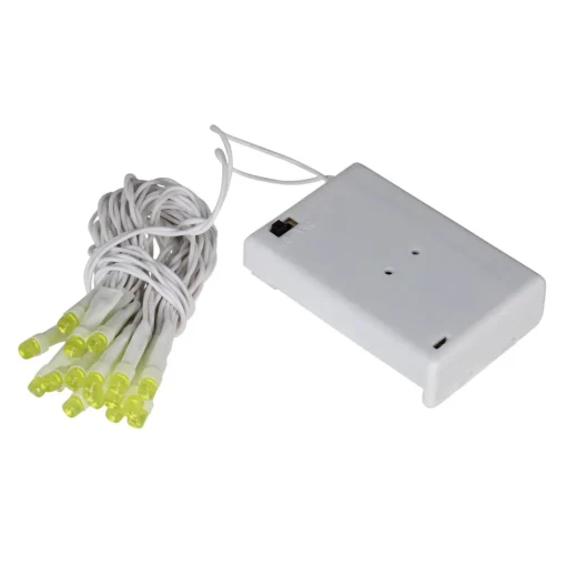 Online 20 Pre-Lit Green Battery Operated LED Wide Angle Christmas Lights - 6.25 ft White Wire Led