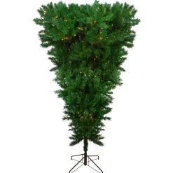 Discount 7' Pre-Lit Green Sugar Pine Upside Down Artificial Christmas Tree - Clear Lights Upside Down
