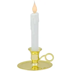 8" Pre-Lit LED White Lighted Christmas Candle Lamp with Oval Handle Base Candle Lamps