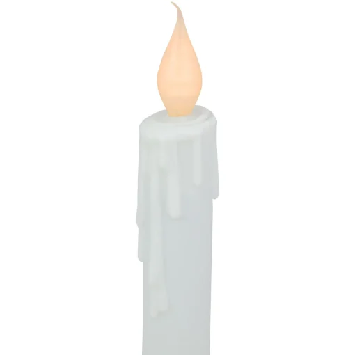 8" Pre-Lit LED White Lighted Christmas Candle Lamp with Oval Handle Base Candle Lamps