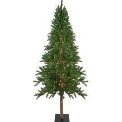 Outlet 7' Pre-Lit Medium Alpine Artificial Christmas Tree, Clear Lights Alpine