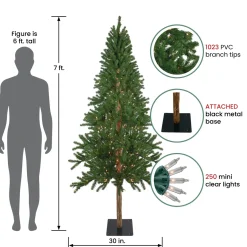Outlet 7' Pre-Lit Medium Alpine Artificial Christmas Tree, Clear Lights Alpine