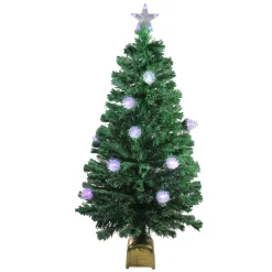 Clearance 4' Pre-Lit Medium Fiber Optic Pine Cone Artificial Christmas Tree - Multicolor LED Lights Fiber Optic