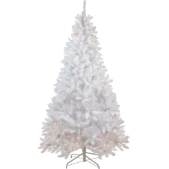 Sale 6' Pre-Lit Medium Flocked White Pine Artificial Christmas Tree - Clear Lights Pre-Lit