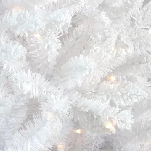 Sale 6' Pre-Lit Medium Flocked White Pine Artificial Christmas Tree - Clear Lights Pre-Lit