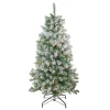 Online 4.5' Pre-Lit Medium Flocked Winema Pine Artificial Christmas Tree - Clear Lights Pre-Lit