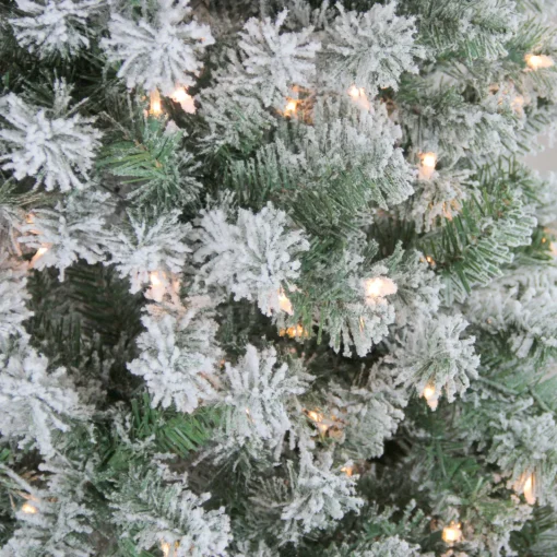 Online 4.5' Pre-Lit Medium Flocked Winema Pine Artificial Christmas Tree - Clear Lights Pre-Lit