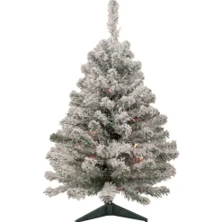 3' Pre-Lit Medium Heavily Flocked Madison Pine Artificial Christmas Tree, Multi Lights Flocked