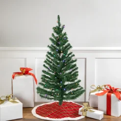 Discount 3' Pre-Lit Medium Mixed Classic Pine Artificial Christmas Tree, Multicolor LED Lights Pre-Lit