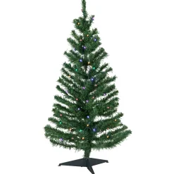 Discount 3' Pre-Lit Medium Mixed Classic Pine Artificial Christmas Tree, Multicolor LED Lights Pre-Lit