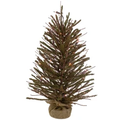 Hot 2' Pre-Lit Medium Potted Warsaw Twig Artificial Christmas Tree - Clear Lights Twig & Birch