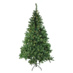 Sale 6' Pre-Lit Mixed Classic Pine Medium Artificial Christmas Tree, Warm Clear LED Lights Pre-Lit