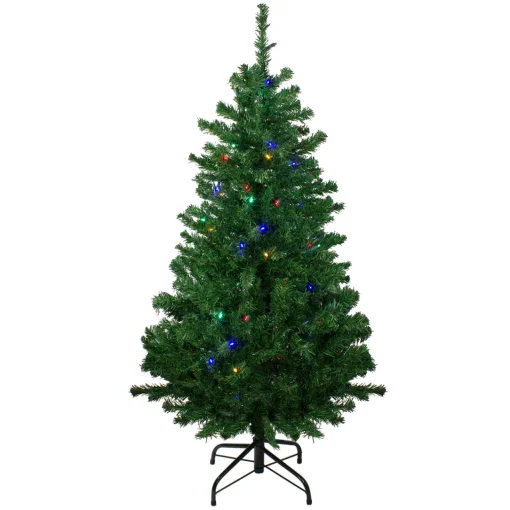 New 4' Pre-Lit Mixed Classic Pine Medium Artificial Christmas Tree - Multi LED Lights Pre-Lit
