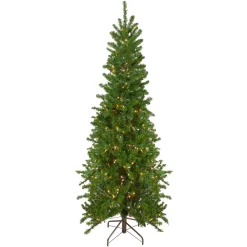 Clearance 7.5' Pre-Lit Pencil Canadian Pine Artificial Christmas Tree - Clear Lights Pre-Lit