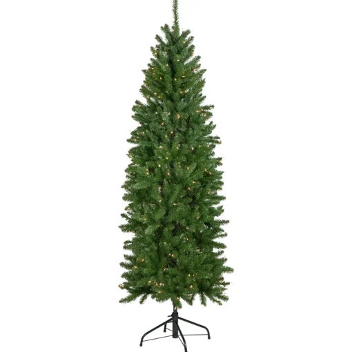 Clearance 7.5' Pre-Lit Pencil White River Fir Artificial Christmas Tree - Clear Lights Pre-Lit