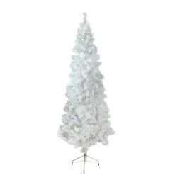 6.5' Pre-Lit Pencil White Winston Pine Artificial Christmas Tree - Multi LED Lights Pre-Lit